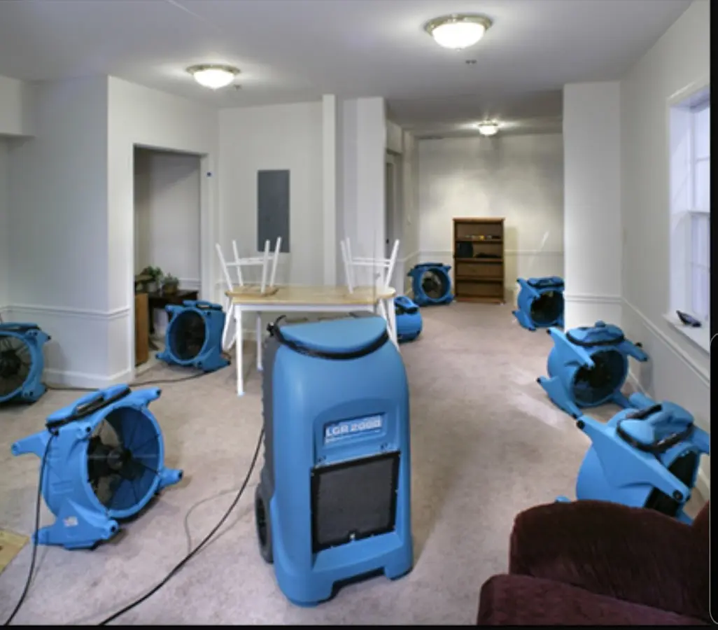 Air movers and dehumidifier setup for Water Extraction & Removal in Oxnard